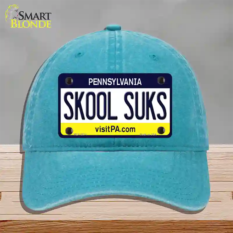 Skool Suks Pennsylvania State Novelty License Plate Hat Unconstructed Cotton / Lake Blue