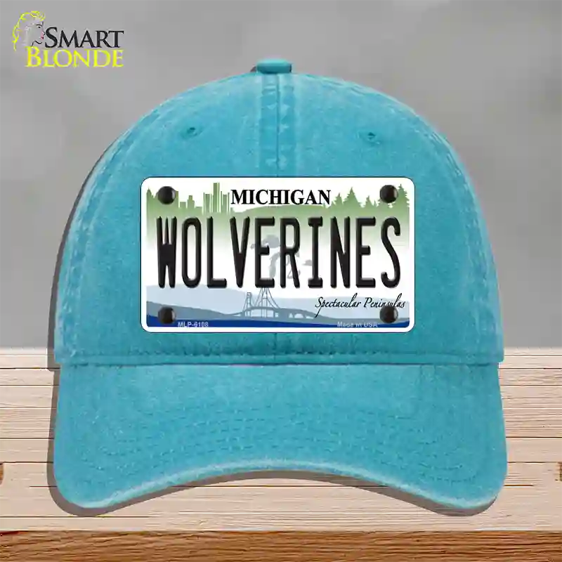 Michigan Wolverines Novelty License Plate Hat Unconstructed Cotton / Lake Blue