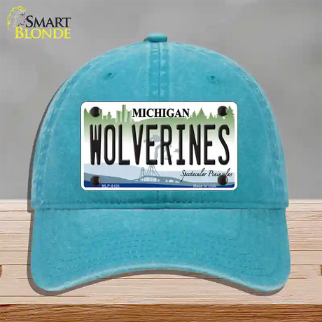 Michigan Wolverines Novelty License Plate Hat Unconstructed Cotton / Lake Blue