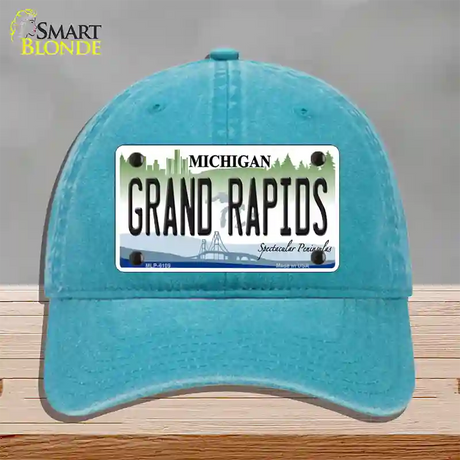 Grand Rapids Michigan Novelty License Plate Hat Unconstructed Cotton / Lake Blue