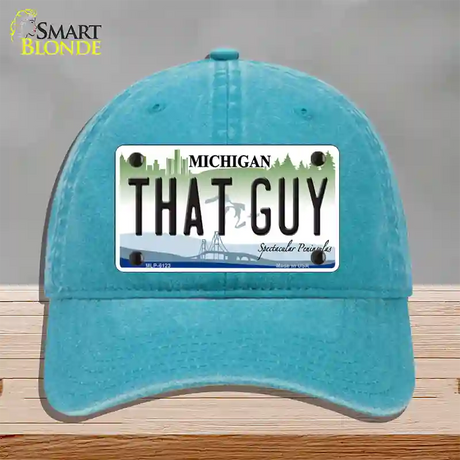 That Guy Michigan Novelty License Plate Hat Unconstructed Cotton / Lake Blue