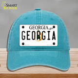 Georgia Novelty License Plate Hat Unconstructed Cotton / Lake Blue