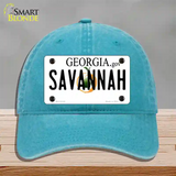 Savannah Georgia Novelty License Plate Hat Unconstructed Cotton / Lake Blue