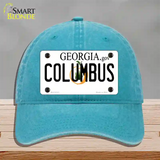 Columbus Georgia Novelty License Plate Hat Unconstructed Cotton / Lake Blue