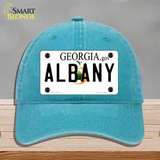 Albany Georgia Novelty License Plate Hat Unconstructed Cotton / Lake Blue