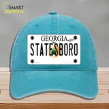 Statesboro Georgia Novelty License Plate Hat Unconstructed Cotton / Lake Blue