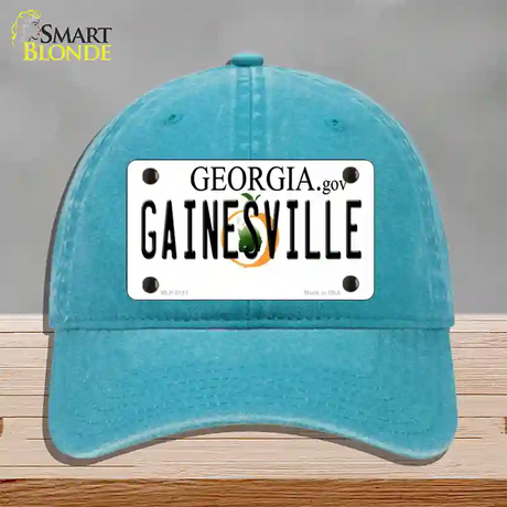 Gainesville Georgia Novelty License Plate Hat Unconstructed Cotton / Lake Blue