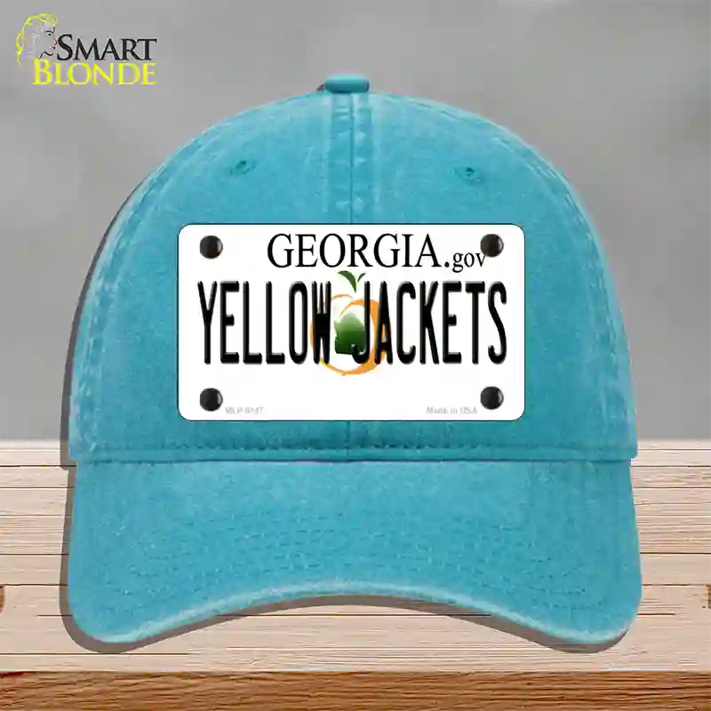 Yellow Jackets Georgia Novelty License Plate Hat Unconstructed Cotton / Lake Blue