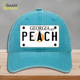 Peach Georgia Novelty License Plate Hat Unconstructed Cotton / Lake Blue