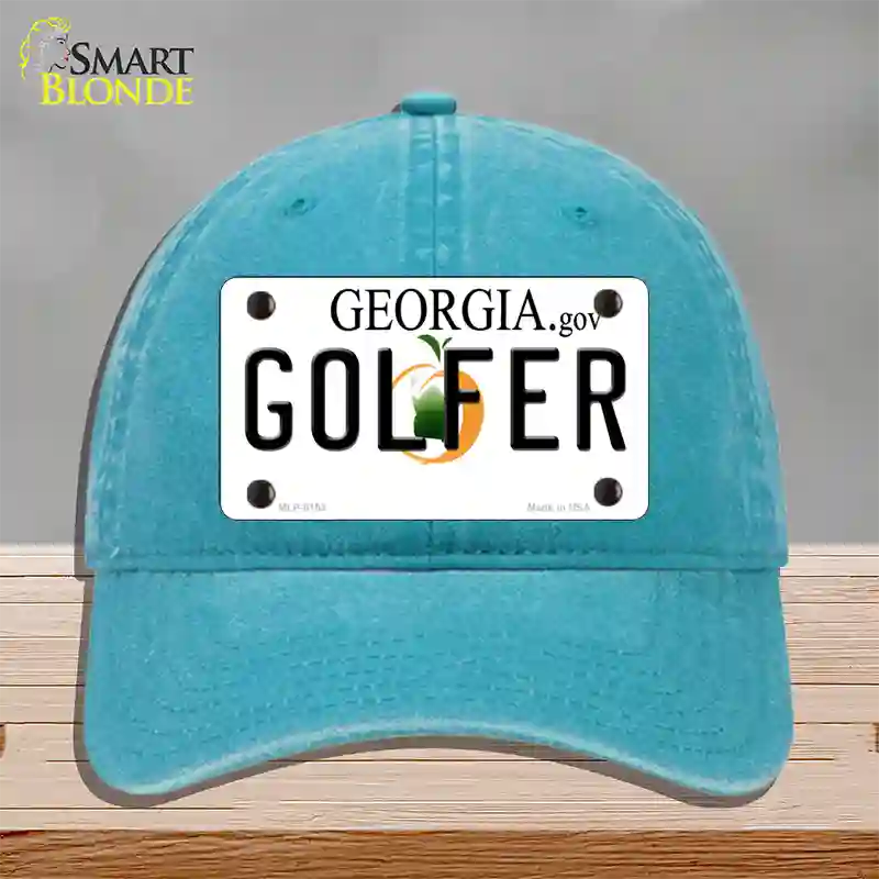 Golfer Georgia Novelty License Plate Hat Unconstructed Cotton / Lake Blue