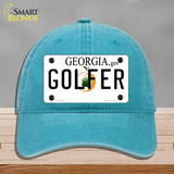 Golfer Georgia Novelty License Plate Hat Unconstructed Cotton / Lake Blue