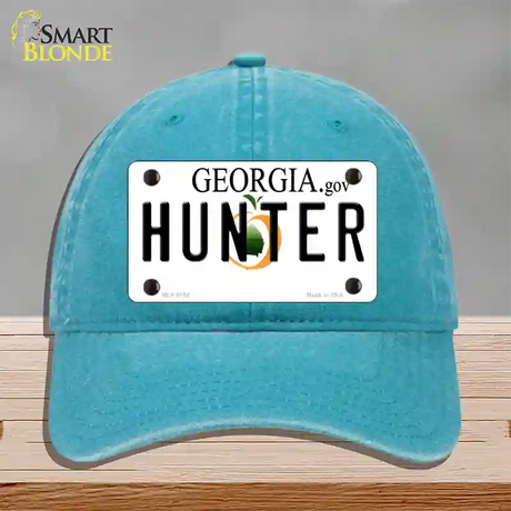 Hunter Georgia Novelty License Plate Hat Unconstructed Cotton / Lake Blue