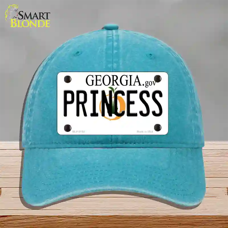 Princess Georgia Novelty License Plate Hat Unconstructed Cotton / Lake Blue