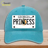 Princess Georgia Novelty License Plate Hat Unconstructed Cotton / Lake Blue