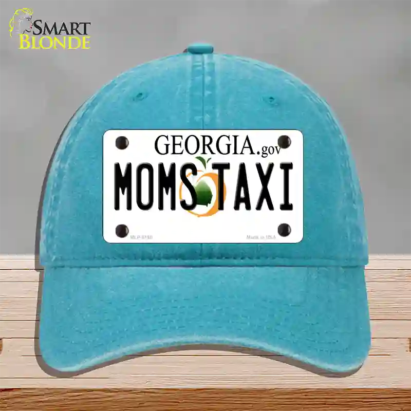 Moms Taxi Georgia Novelty License Plate Hat Unconstructed Cotton / Lake Blue