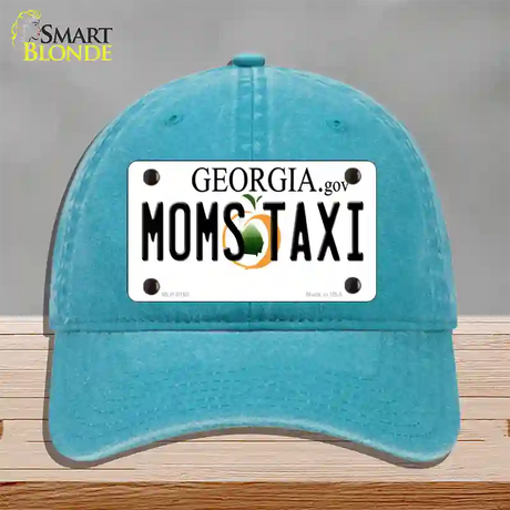 Moms Taxi Georgia Novelty License Plate Hat Unconstructed Cotton / Lake Blue