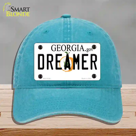 Dreamer Georgia Novelty License Plate Hat Unconstructed Cotton / Lake Blue