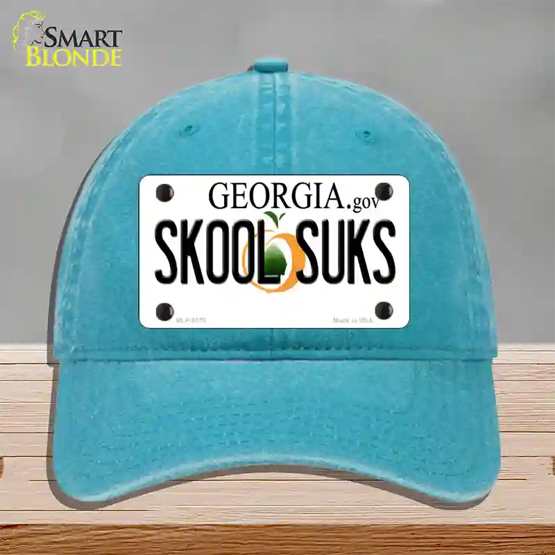 Skool Suks Georgia Novelty License Plate Hat Unconstructed Cotton / Lake Blue