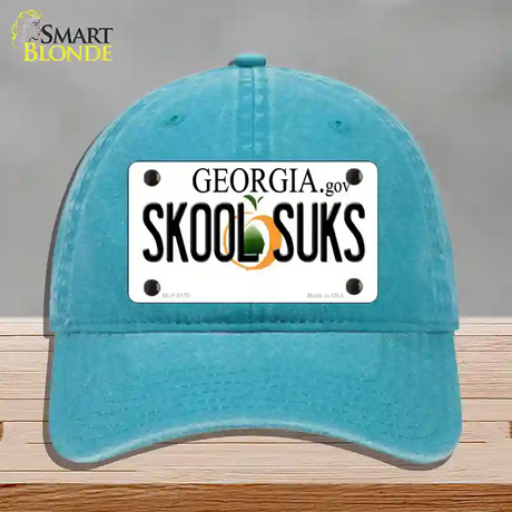 Skool Suks Georgia Novelty License Plate Hat Unconstructed Cotton / Lake Blue