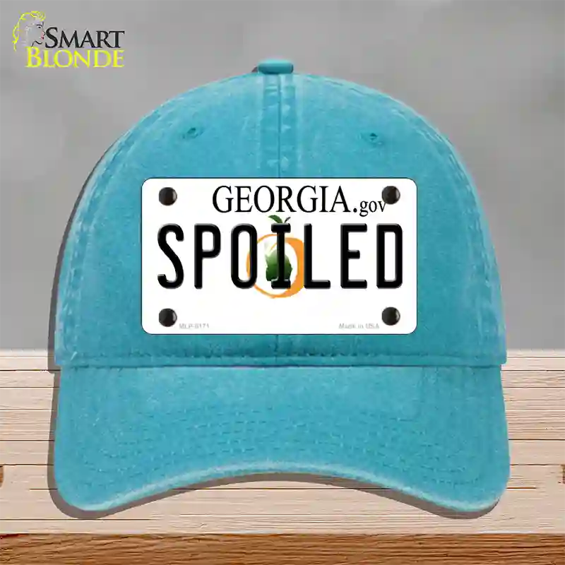 Spoiled Georgia Novelty License Plate Hat Unconstructed Cotton / Lake Blue