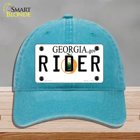 Rider Georgia Novelty License Plate Hat Unconstructed Cotton / Lake Blue