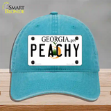 Peachy Georgia Novelty License Plate Hat Unconstructed Cotton / Lake Blue