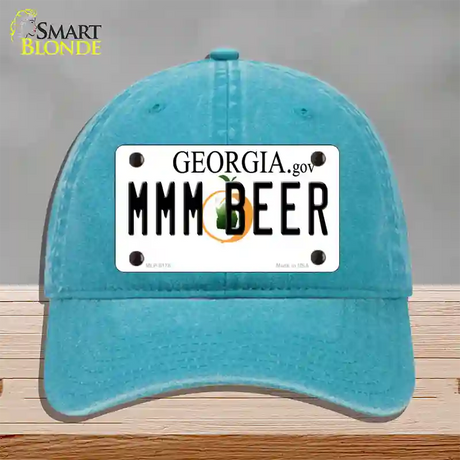 MMM Beer Georgia Novelty License Plate Hat Unconstructed Cotton / Lake Blue