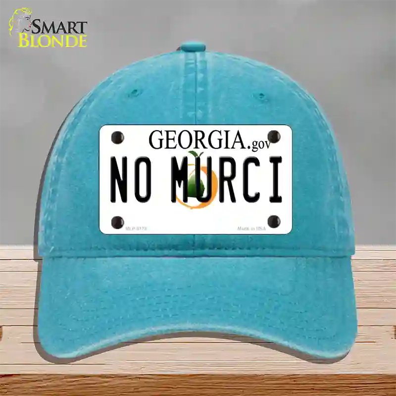 No Murci Georgia Novelty License Plate Hat Unconstructed Cotton / Lake Blue