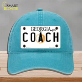 Coach Georgia Novelty License Plate Hat Unconstructed Cotton / Lake Blue