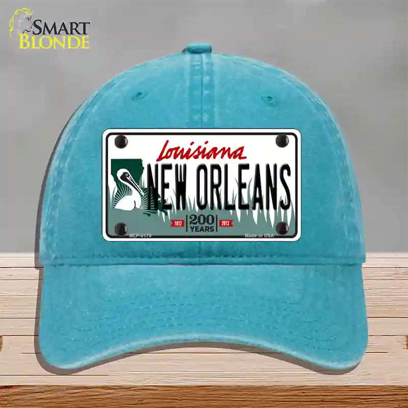 New Orleans Louisiana Novelty License Plate Hat Unconstructed Cotton / Lake Blue