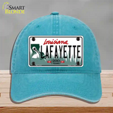 Lafayette Louisiana Novelty License Plate Hat Unconstructed Cotton / Lake Blue