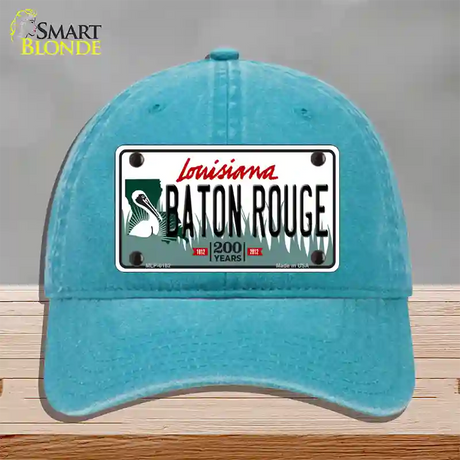 Baton Rouge Louisiana Novelty License Plate Hat Unconstructed Cotton / Lake Blue