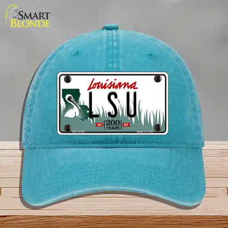 LSU Louisiana Novelty License Plate Hat Unconstructed Cotton / Lake Blue