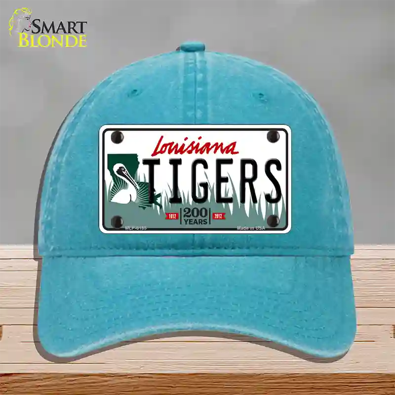 Tigers Louisiana Novelty License Plate Hat Unconstructed Cotton / Lake Blue