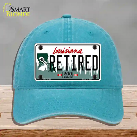 Retired Louisiana Novelty License Plate Hat Unconstructed Cotton / Lake Blue