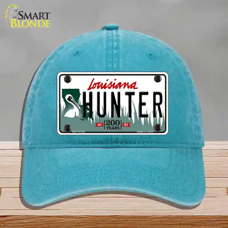 Hunter Louisiana Novelty License Plate Hat Unconstructed Cotton / Lake Blue