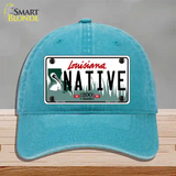 Native Louisiana Novelty License Plate Hat Unconstructed Cotton / Lake Blue