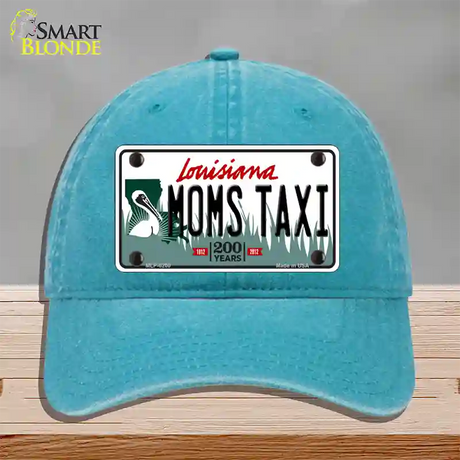 Moms Taxi Louisiana Novelty License Plate Hat Unconstructed Cotton / Lake Blue