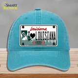 I Love Louisiana Novelty License Plate Hat Unconstructed Cotton / Lake Blue