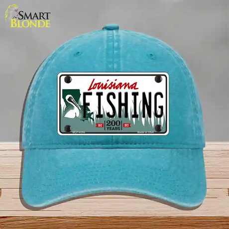 Fishing Louisiana Novelty License Plate Hat Unconstructed Cotton / Lake Blue