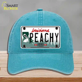 Peachy Louisiana Novelty License Plate Hat Unconstructed Cotton / Lake Blue