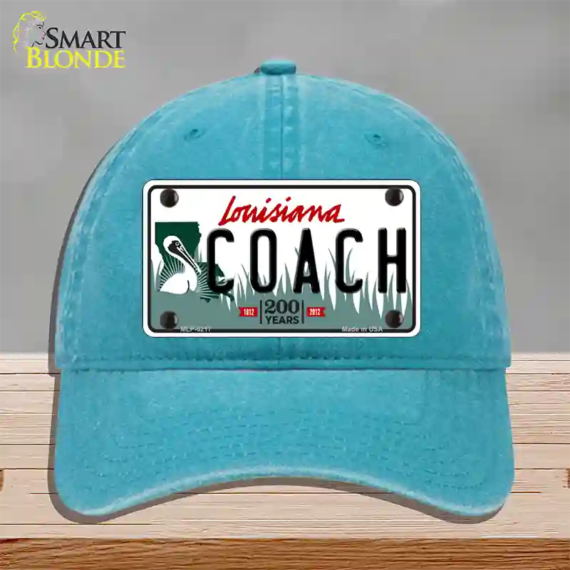 Coach Louisiana Novelty License Plate Hat Unconstructed Cotton / Lake Blue