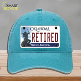 Retired Oklahoma Novelty License Plate Hat Unconstructed Cotton / Lake Blue