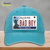 Bad Boy Oklahoma Novelty License Plate Hat Unconstructed Cotton / Lake Blue