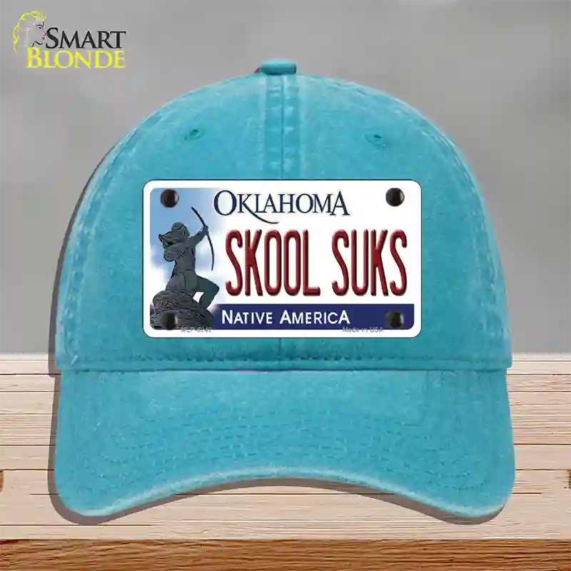 Skool Suks Oklahoma Novelty License Plate Hat Unconstructed Cotton / Lake Blue