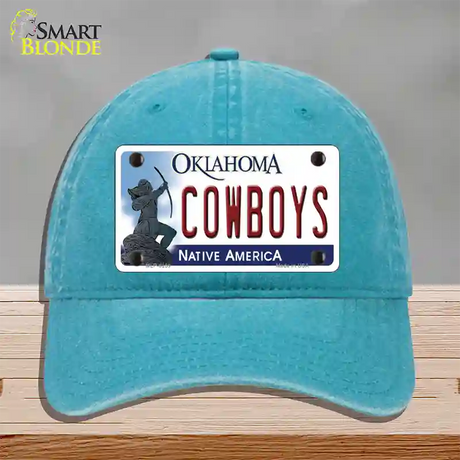 Cowboys Oklahoma Novelty License Plate Hat Unconstructed Cotton / Lake Blue