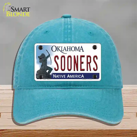 Sooners Oklahoma Novelty License Plate Hat Unconstructed Cotton / Lake Blue