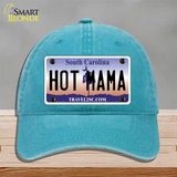 Hot Mama South Carolina Novelty License Plate Hat Unconstructed Cotton / Lake Blue