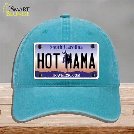 Hot Mama South Carolina Novelty License Plate Hat Unconstructed Cotton / Lake Blue