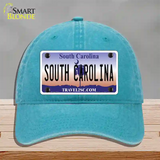 South Carolina Novelty License Plate Hat Unconstructed Cotton / Lake Blue